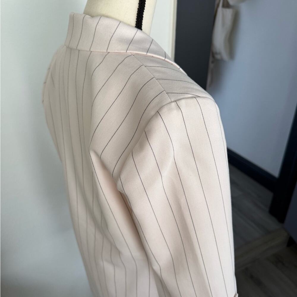 Anthropologie Maeve Striped Roll-Sleeve Blazer Black White Size 8 - Picture 9 of 11